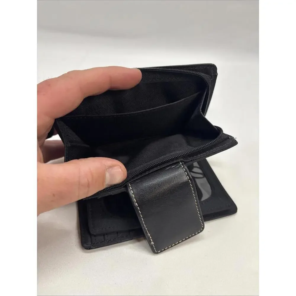 Black Women's Target Genuine Leather Wallet with Off white stitching